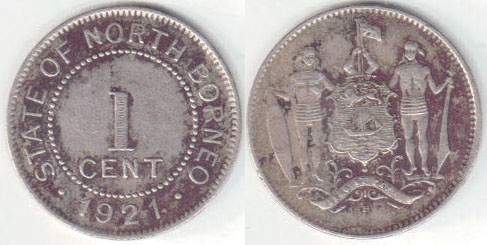 1921 H British North Borneo 1 Cent A003951